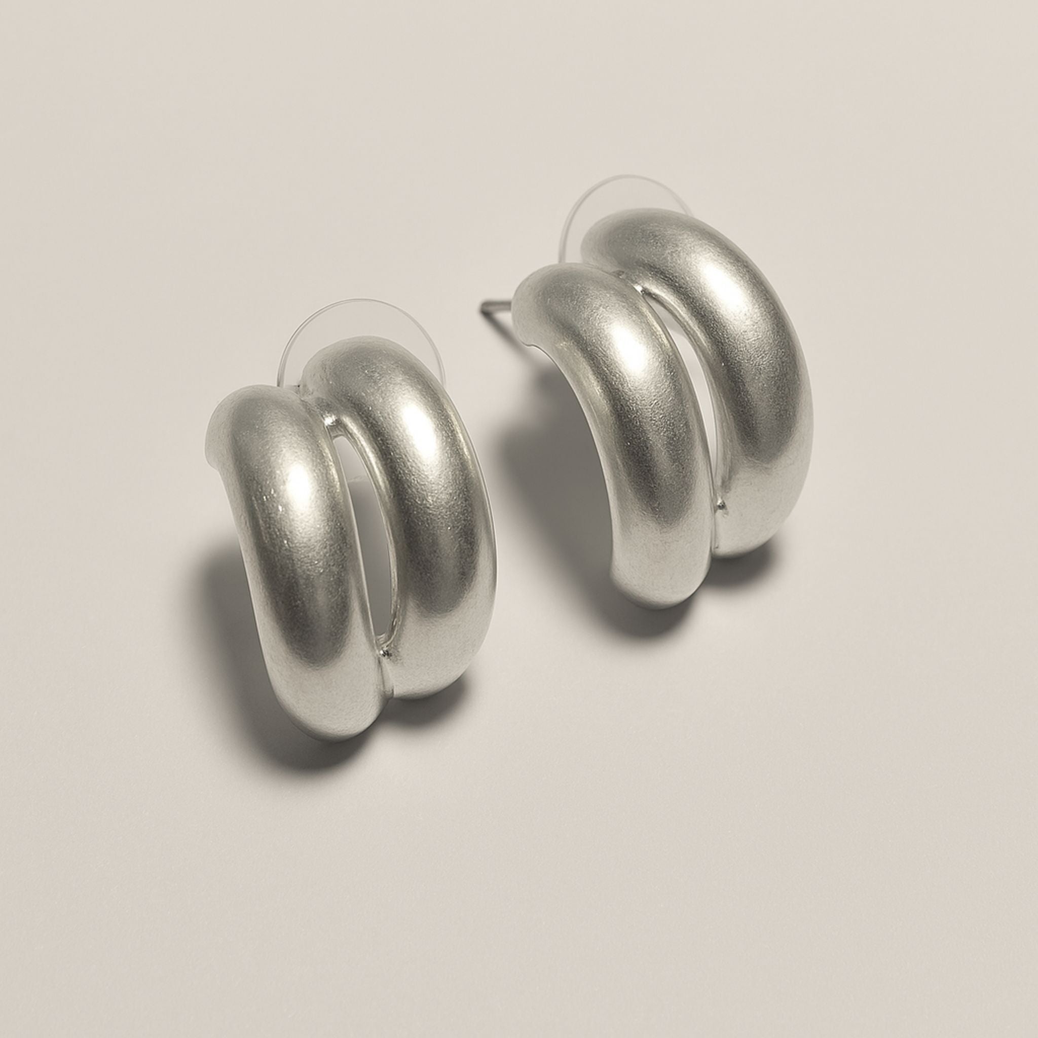 Pendientes Double Hoop Silver