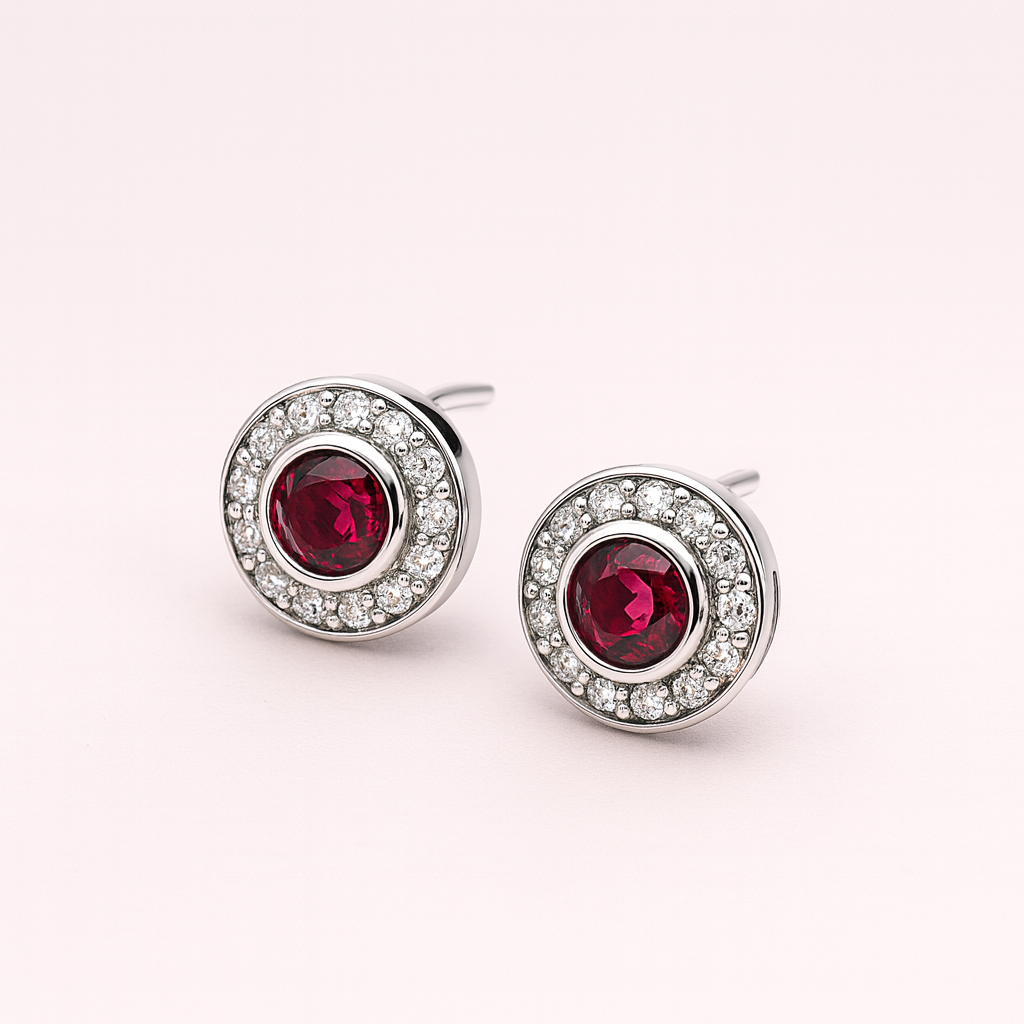 Pendientes Silver Ruby Halo